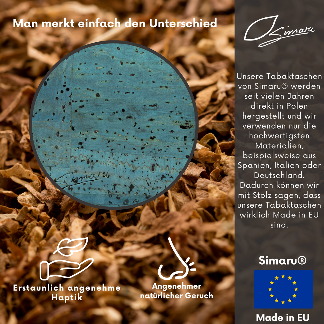 Infografik zu Tabaktasche aus Kork Made in EU #color_tuerkis