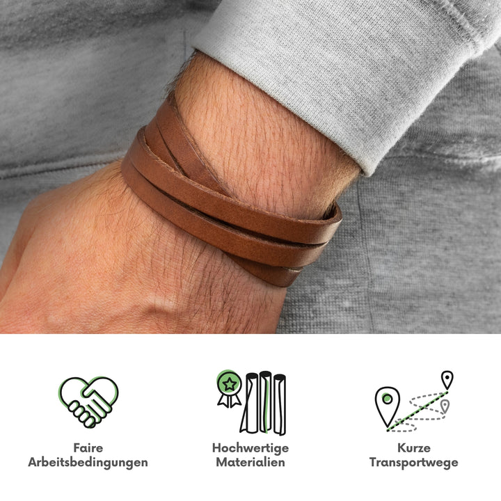 Braunes Lederarmband für Herren an Männer Handgelenk#color_hellbraun