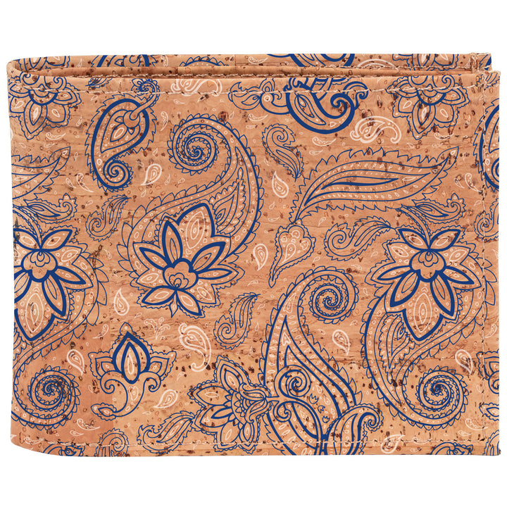 Kork Geldbörse in der Farbe beige mit feinem Floralmuster in blau #color_bandana
