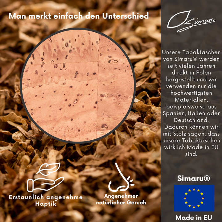 Infografik zu Tabaktasche aus Kork Made in EU #color_beige