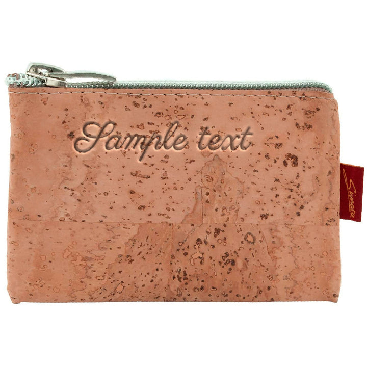 Schlüsseltasche aus hellem Kork mit Gravur  #color_beige