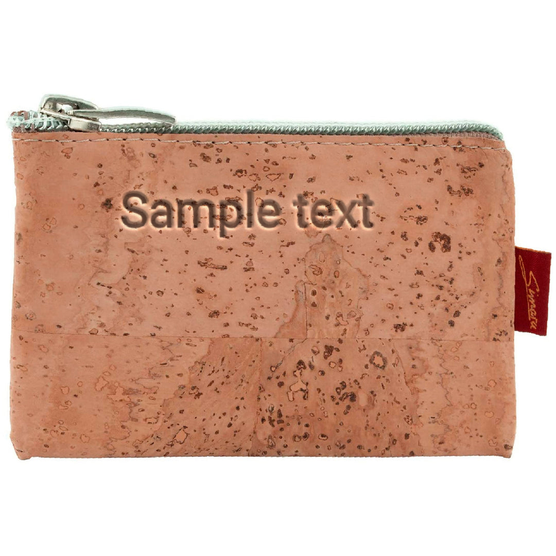 Schlüsseltasche aus hellem Kork mit Gravur  #color_beige