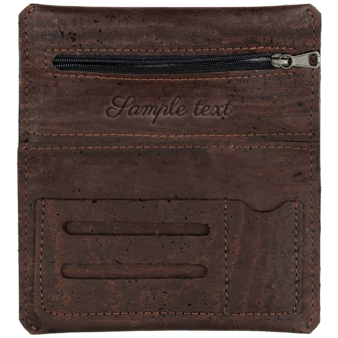 Braune Tabaktasche aus Kork mit Gravur innen und ohne Inhalt #color_braun