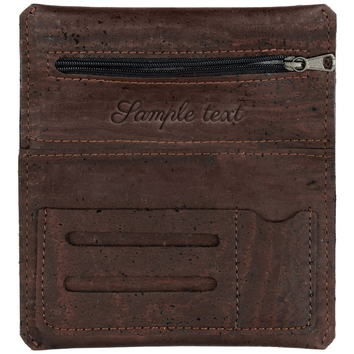 Braune Tabaktasche aus Kork mit Gravur innen und ohne Inhalt #color_braun