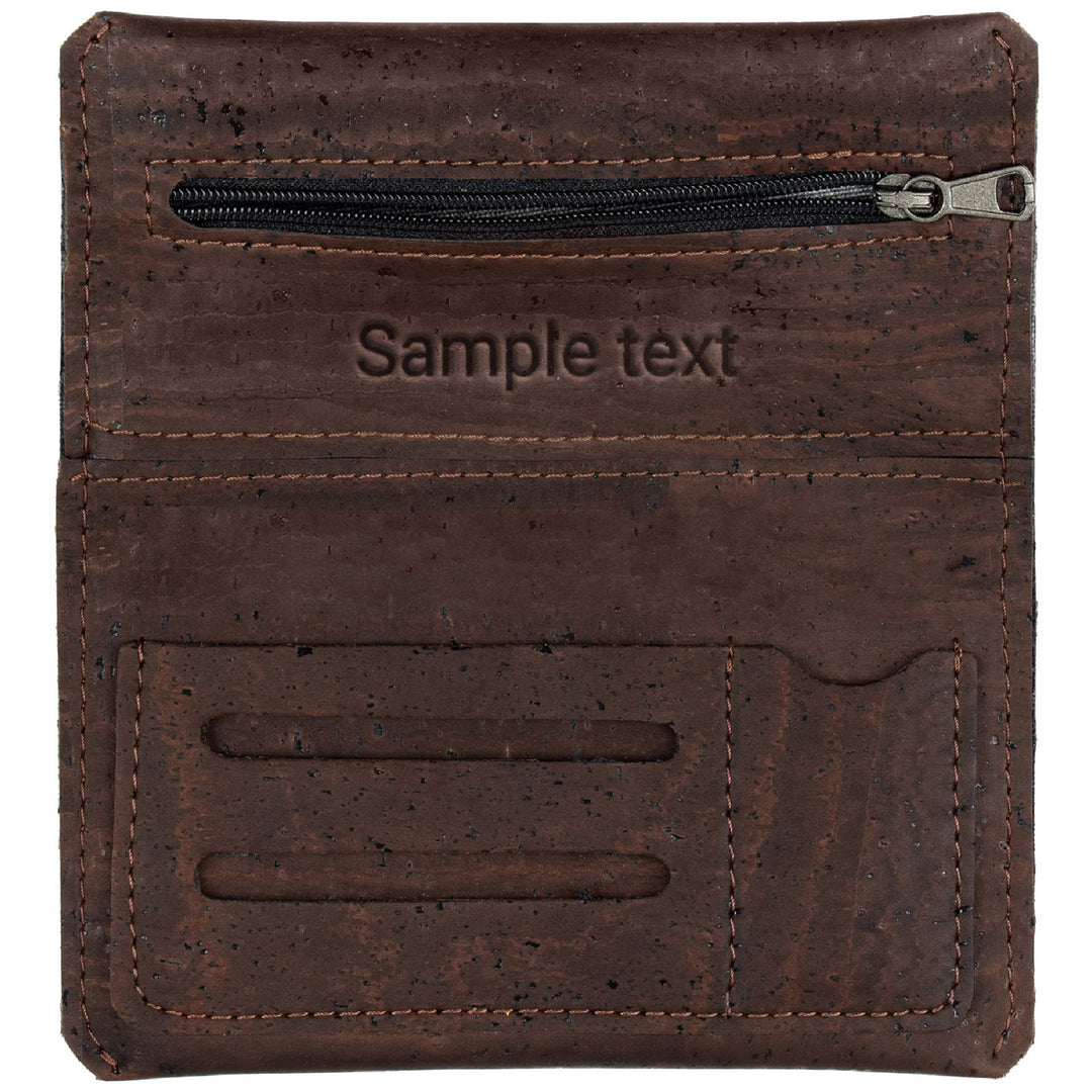 Braune Tabaktasche aus Kork mit Gravur innen und ohne Inhalt #color_braun