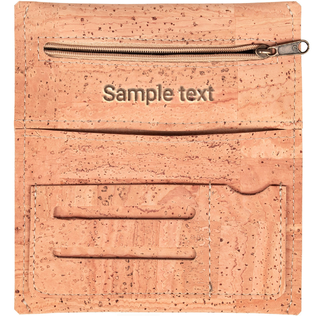 Tabaktasche aus hellem Kork mit Gravur innen und ohne Inhalt #color_beige