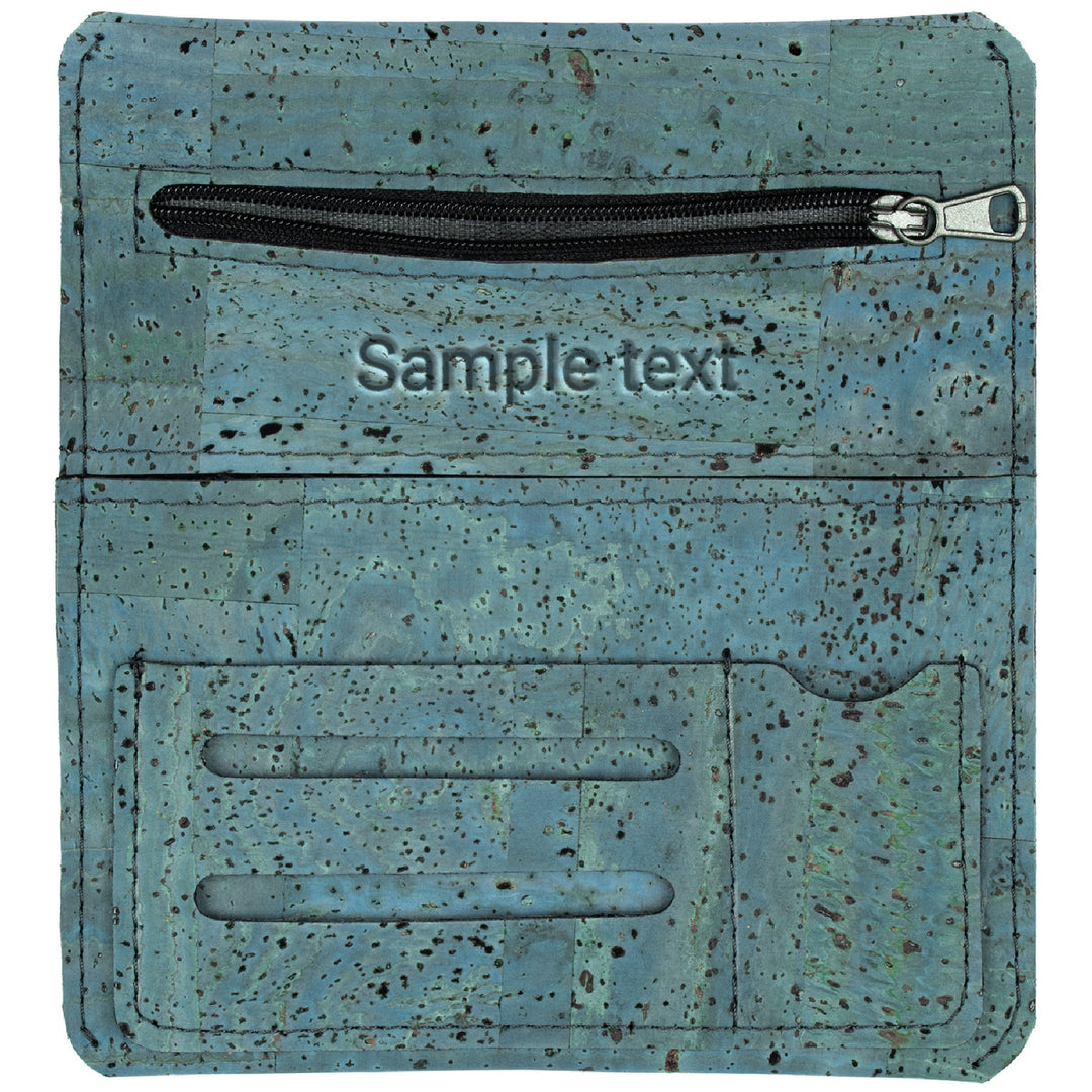 Türkise Tabaktasche aus Kork mit Gravur innen und ohne Inhalt #color_tuerkis