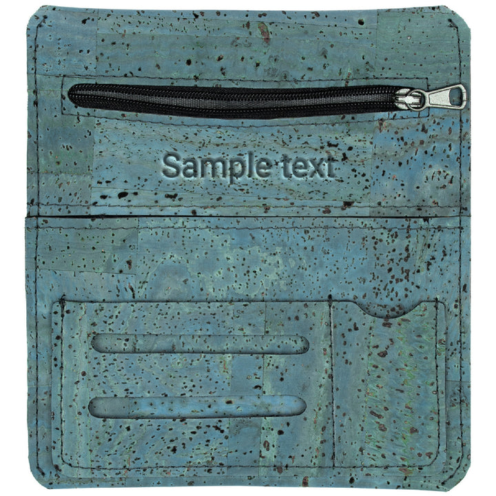 Türkise Tabaktasche aus Kork mit Gravur innen und ohne Inhalt #color_tuerkis