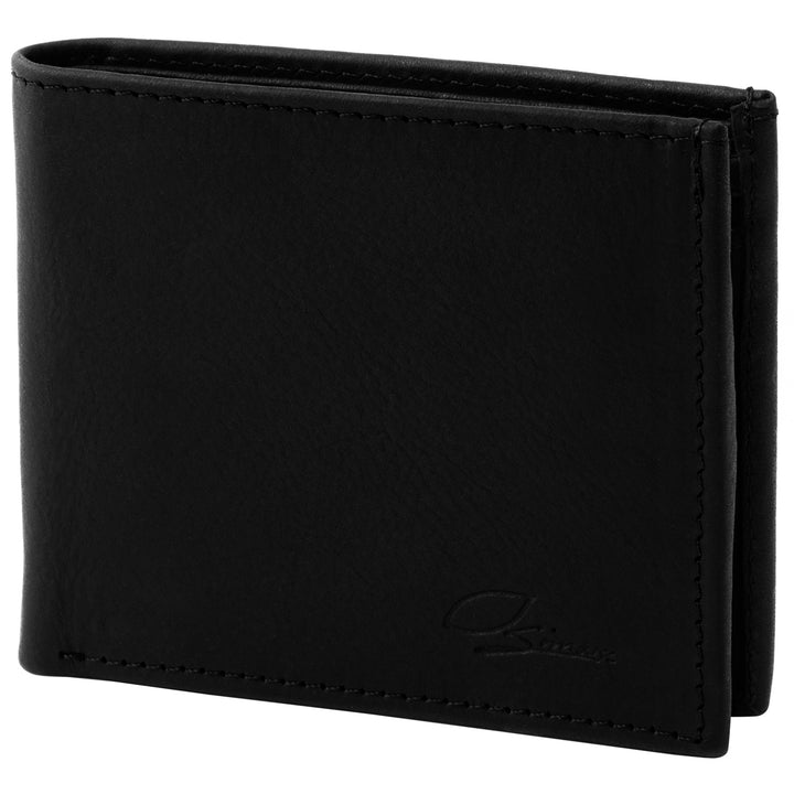 Geschlossener, schwarzer Ledergeldbeutel im Querformat #color_schwarz