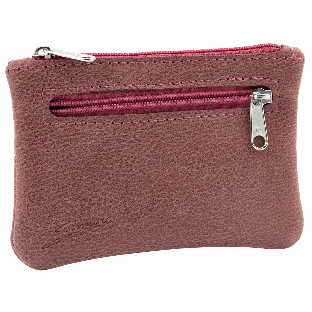 Seitenansicht rosa Schlüsseltasche aus Leder mit Reißverschluss und extra Reißverschlussfach an der Seite #color_panama