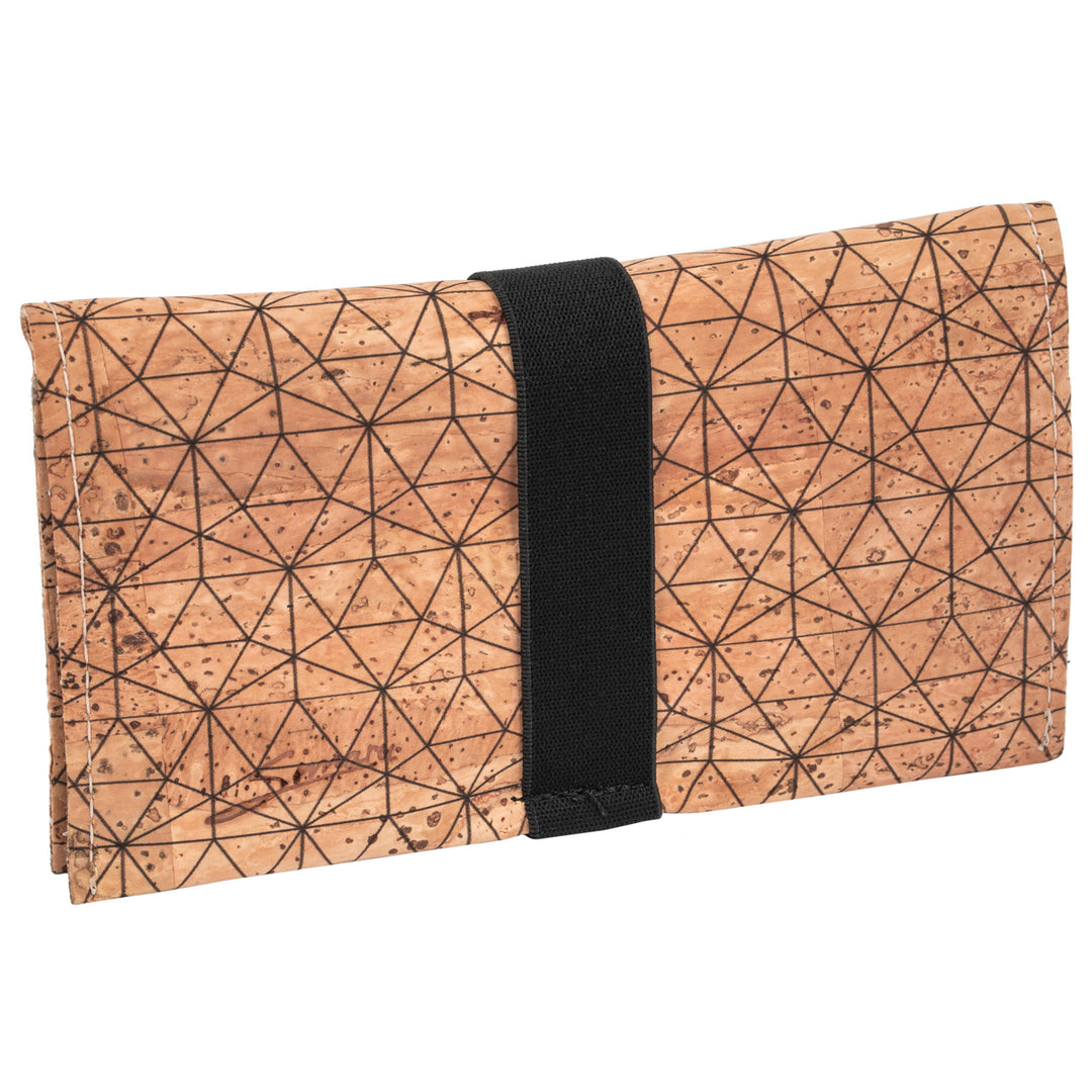 Geschlossene Tabaktasche aus Kork mit Muster und elastischem Gummibandverschluss #color_metrisch