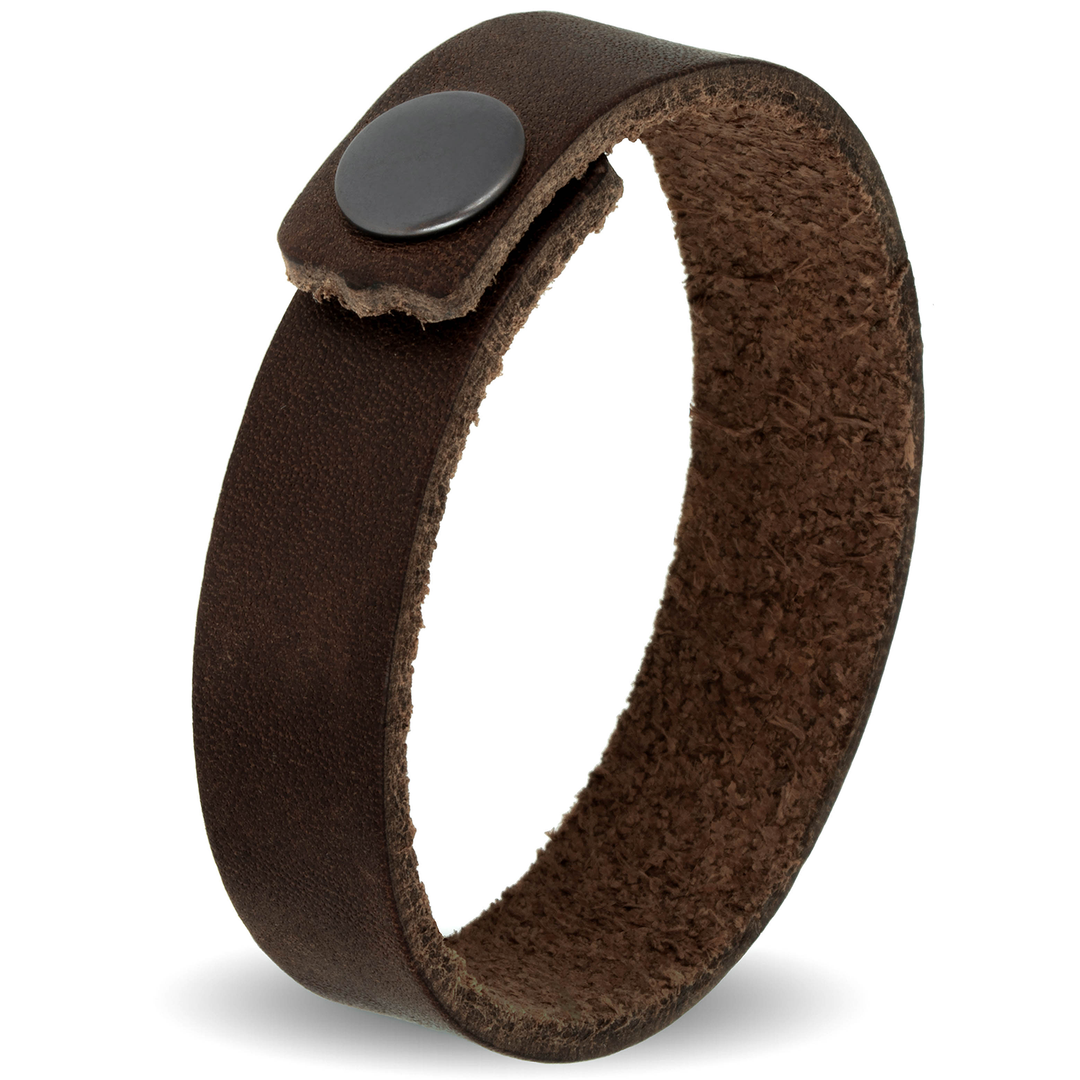 Breites glattes Lederarmband in dunkelbraun mit Druckverschluss #color_braun