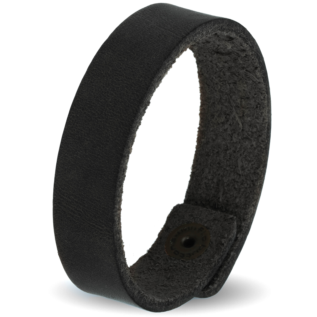 Breites glattes Lederarmband in schwarz mit Druckverschluss #color_schwarz