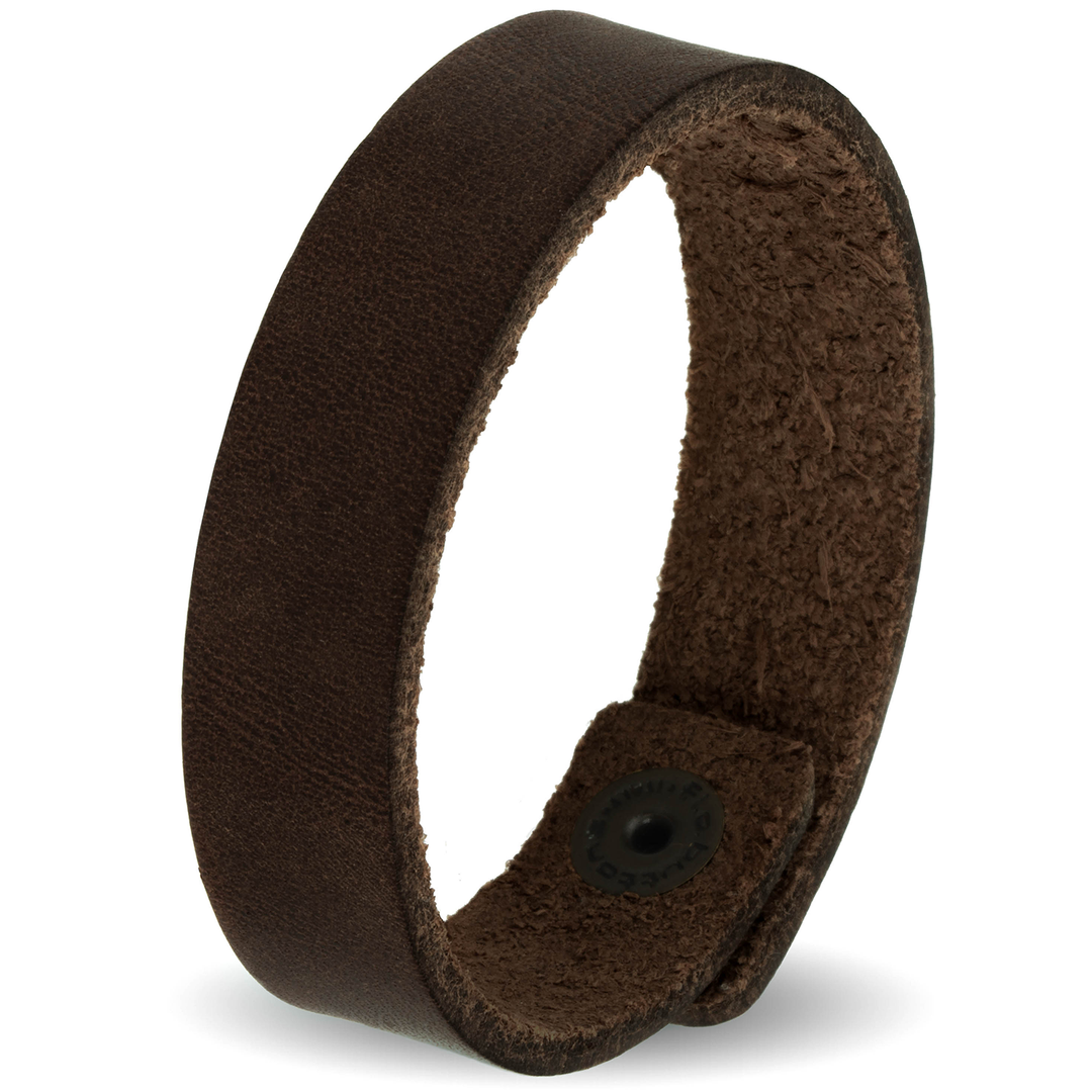 Breites glattes Lederarmband in dunkelbraun mit Druckverschluss #color_braun
