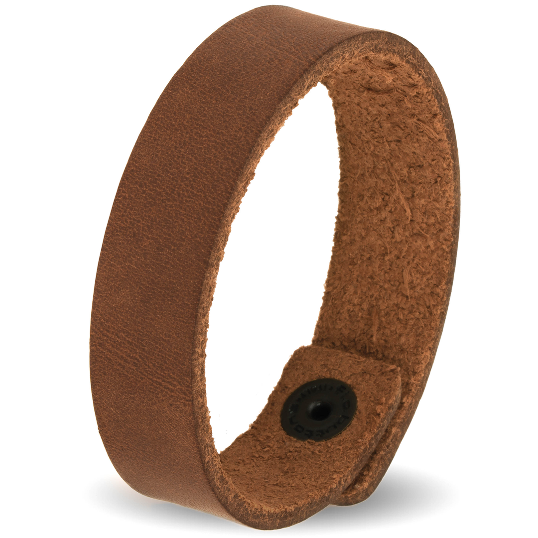 Breites glattes Lederarmband in hellbraun mit Druckverschluss #color_hellbraun