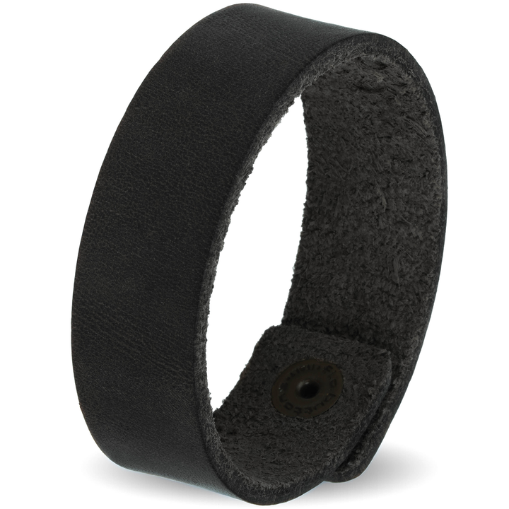 Breites glattes Armband aus schwarzem Leder mit Druckverschluss #color_schwarz
