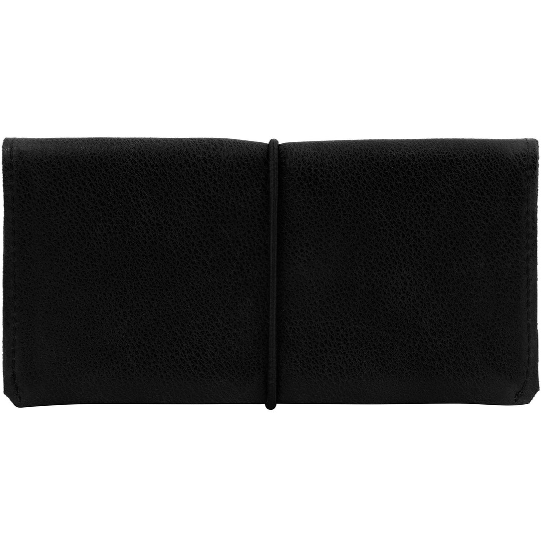 Außenansicht geschlossene, schwarze Ledertabaktasche #color_schwarz