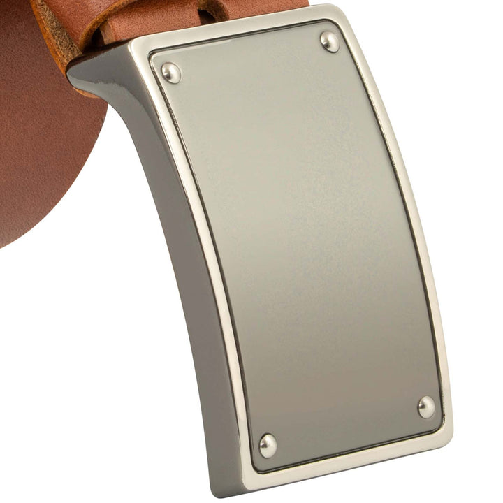 Gürtelschnalle silber matt an Gürtelriemen #color_hellbraun