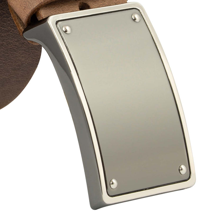 Gürtelschnalle silber matt an Gürtelriemen #color_braun-used