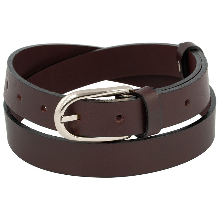 Schmaler, brauner Ledergürtel mit Silberschnalle #color_braun