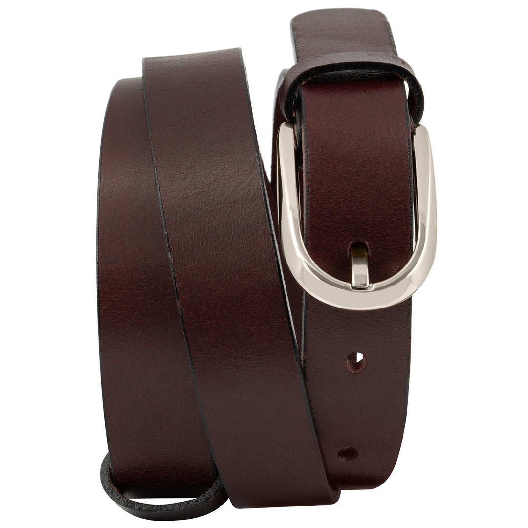 Schmaler, brauner Ledergürtel mit Silberschnalle #color_braun