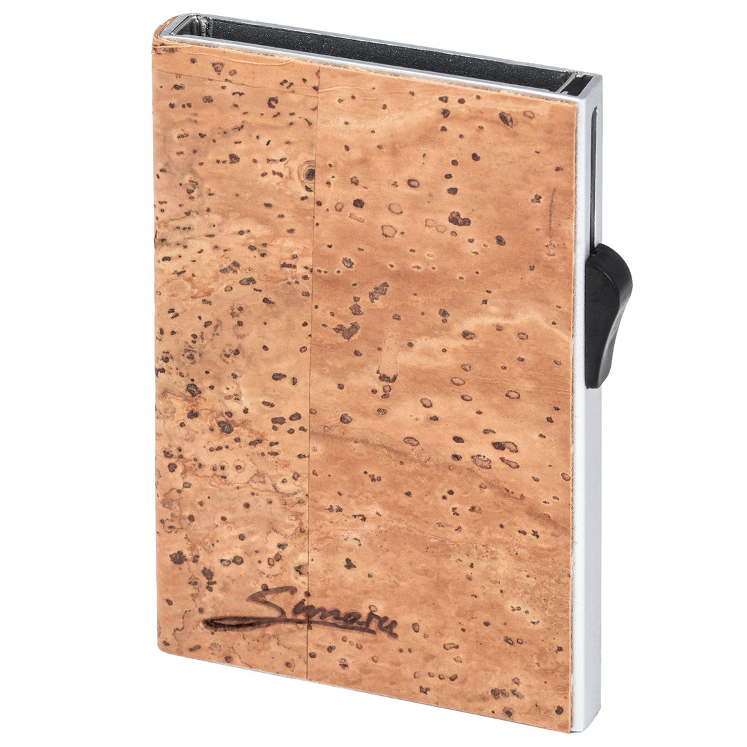 Hard case Cardholder mit Druckknopf und hellem Kork Cover #color_beige