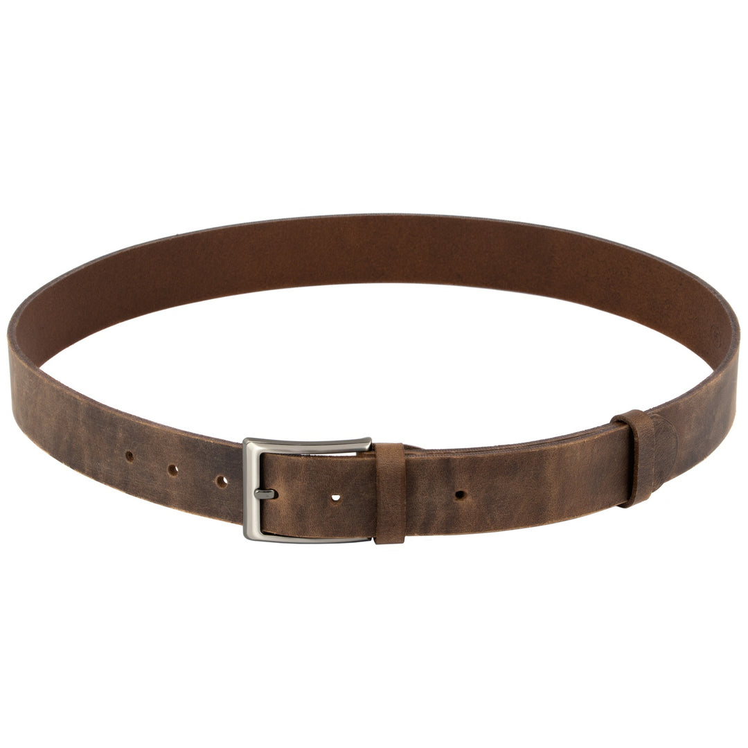 Geschlossener Herrengürtel aus braunem, rauem Leder #color_braun-used