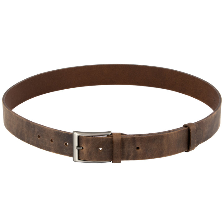 Geschlossener Herrengürtel aus braunem, rauem Leder #color_braun-used