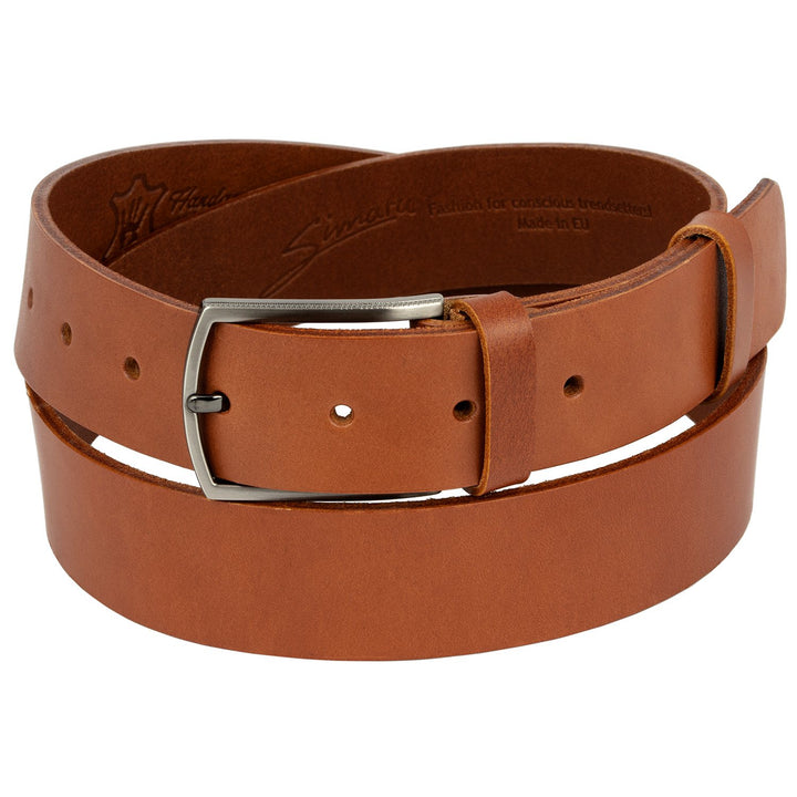 Breiter Gürtel aus hellbraunem, glatten Leder mit Silberschnalle #color_hellbraun