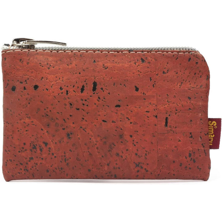 Rote Schlüsseltasche aus Kork mit Reißverschluss und einem Schlüsselring