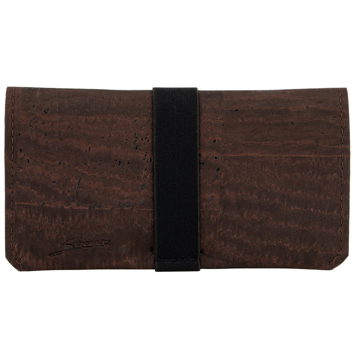 Geschlossene Tabaktasche aus braunem Kork mit elastischem Gummibandverschluss  #color_braun