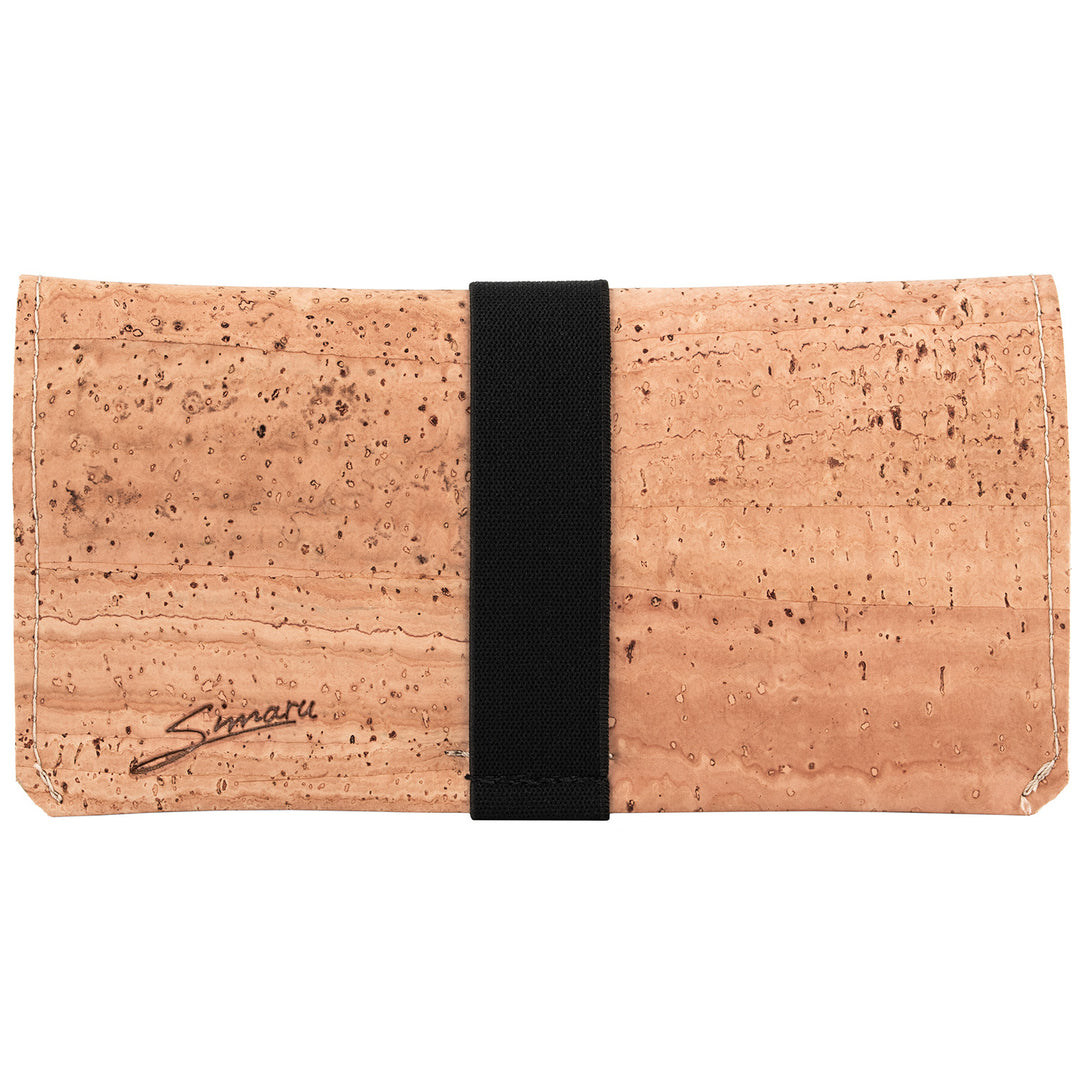 Geschlossene Tabaktasche aus hellem Kork mit elastischem Gummibandverschluss  #color_beige