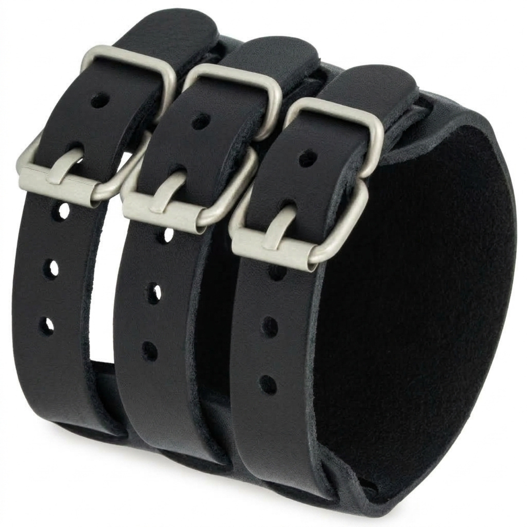 Leather bracelet for men with rivets size adjustable