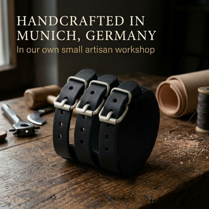 Leather bracelet for men with rivets size adjustable
