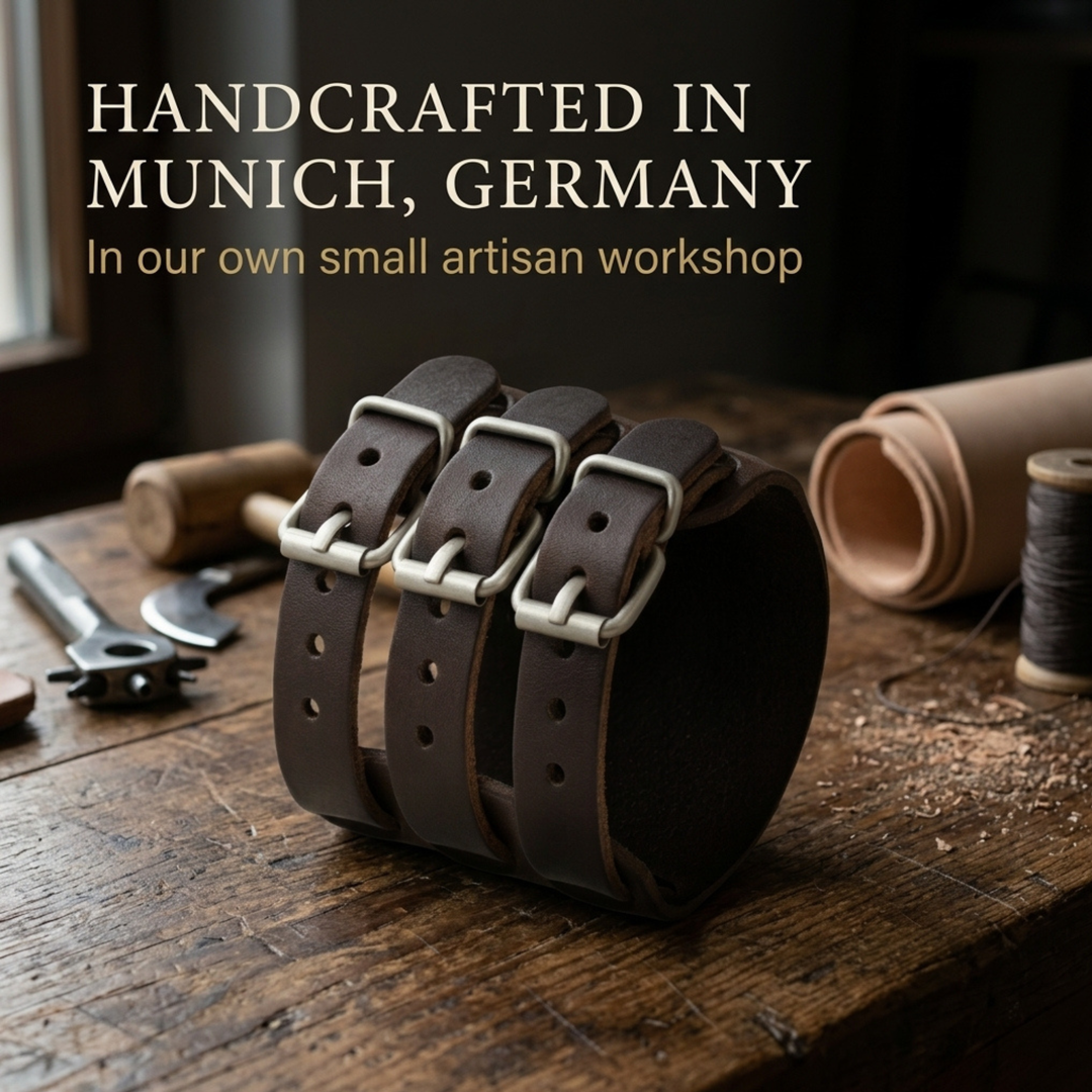 Leather bracelet for men with rivets size adjustable