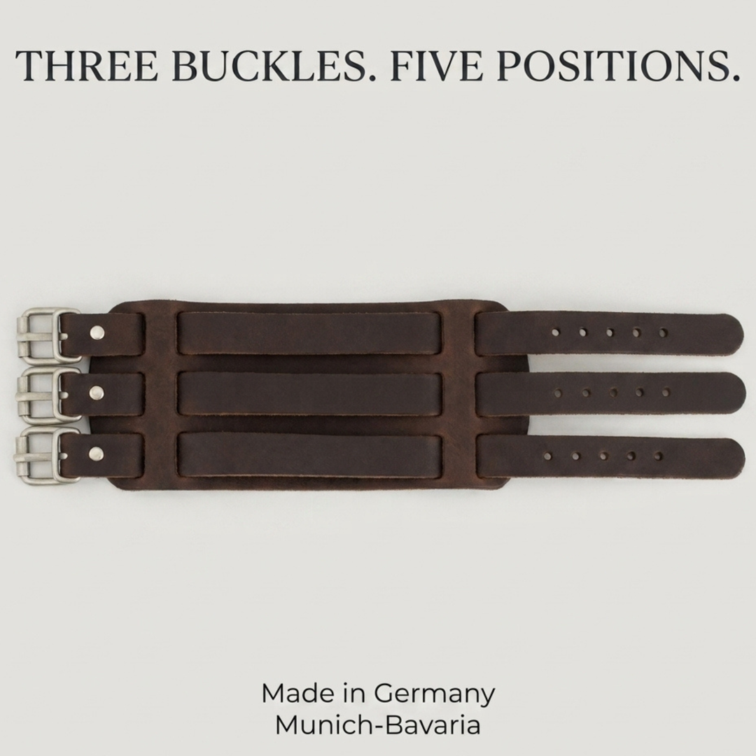 Leather bracelet for men with rivets size adjustable