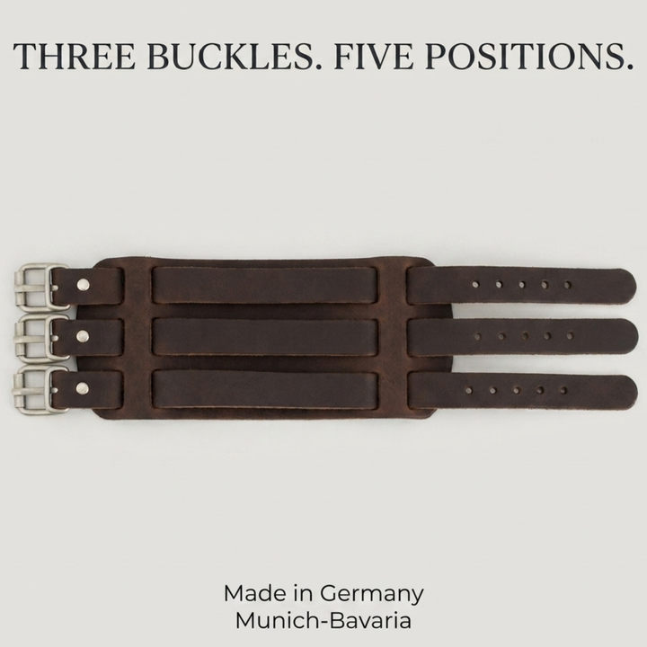 Leather bracelet for men with rivets size adjustable