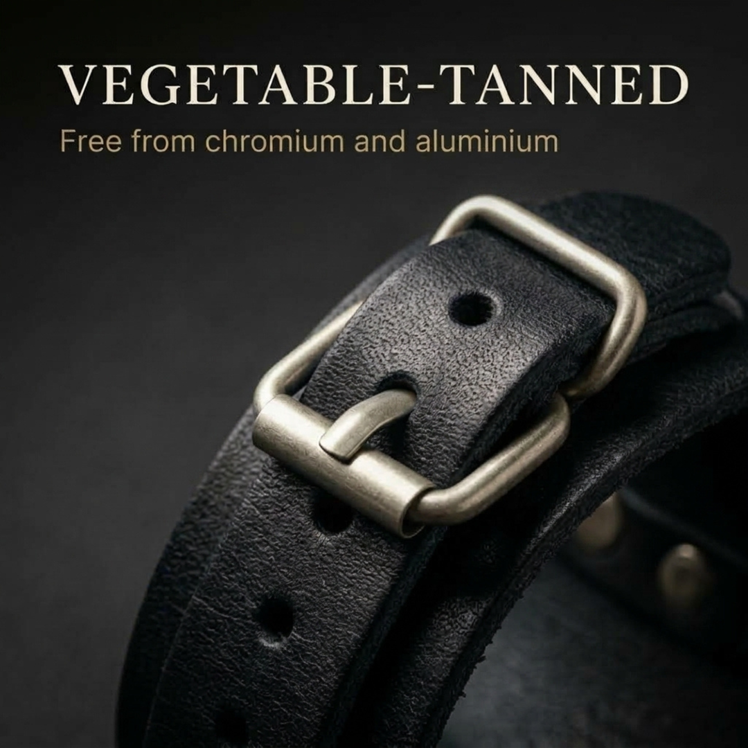 Leather bracelet for men with rivets size adjustable