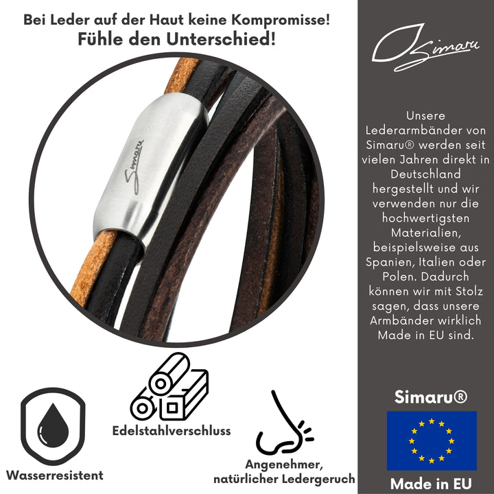 Braunes Lederarmband von Simaru Made in EU aus echtem Leder