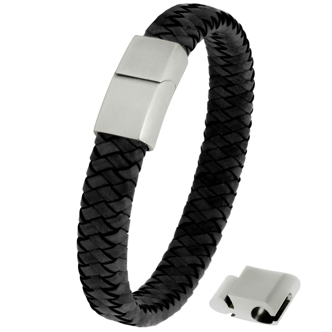 Lederarmband ovalbraided FYLKE (Schwarz)