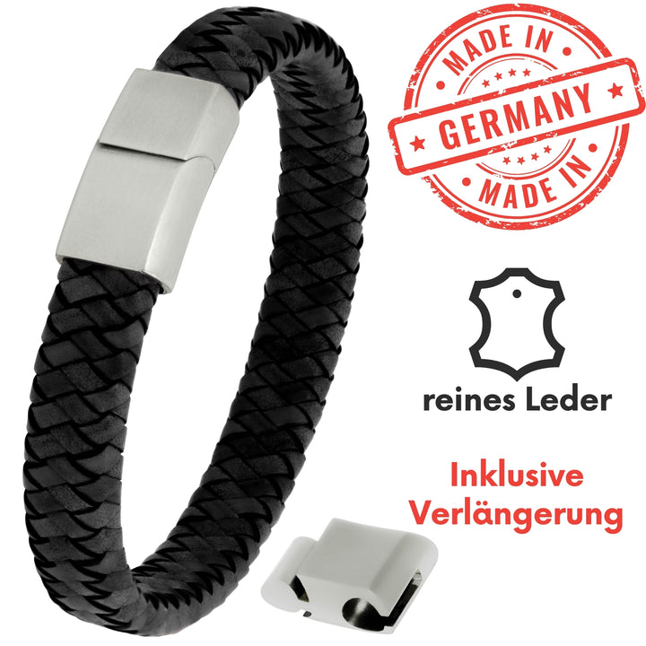 Lederarmband ovalbraided FYLKE (Schwarz)