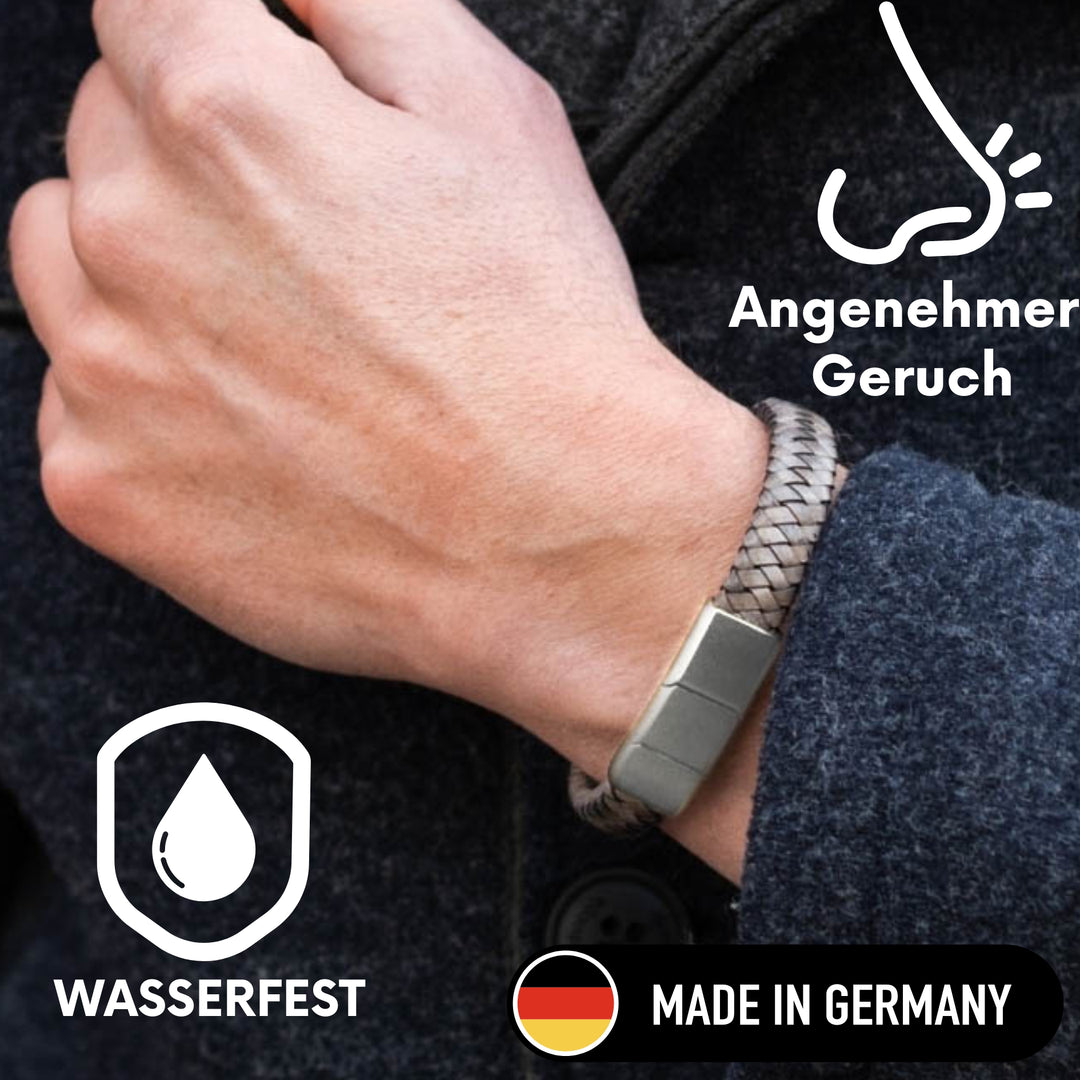 Lederarmband ovalbraided FYLKE (Schwarz)
