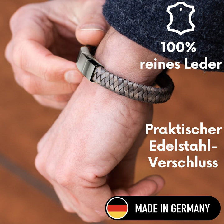 Lederarmband ovalbraided FYLKE (Schwarz)