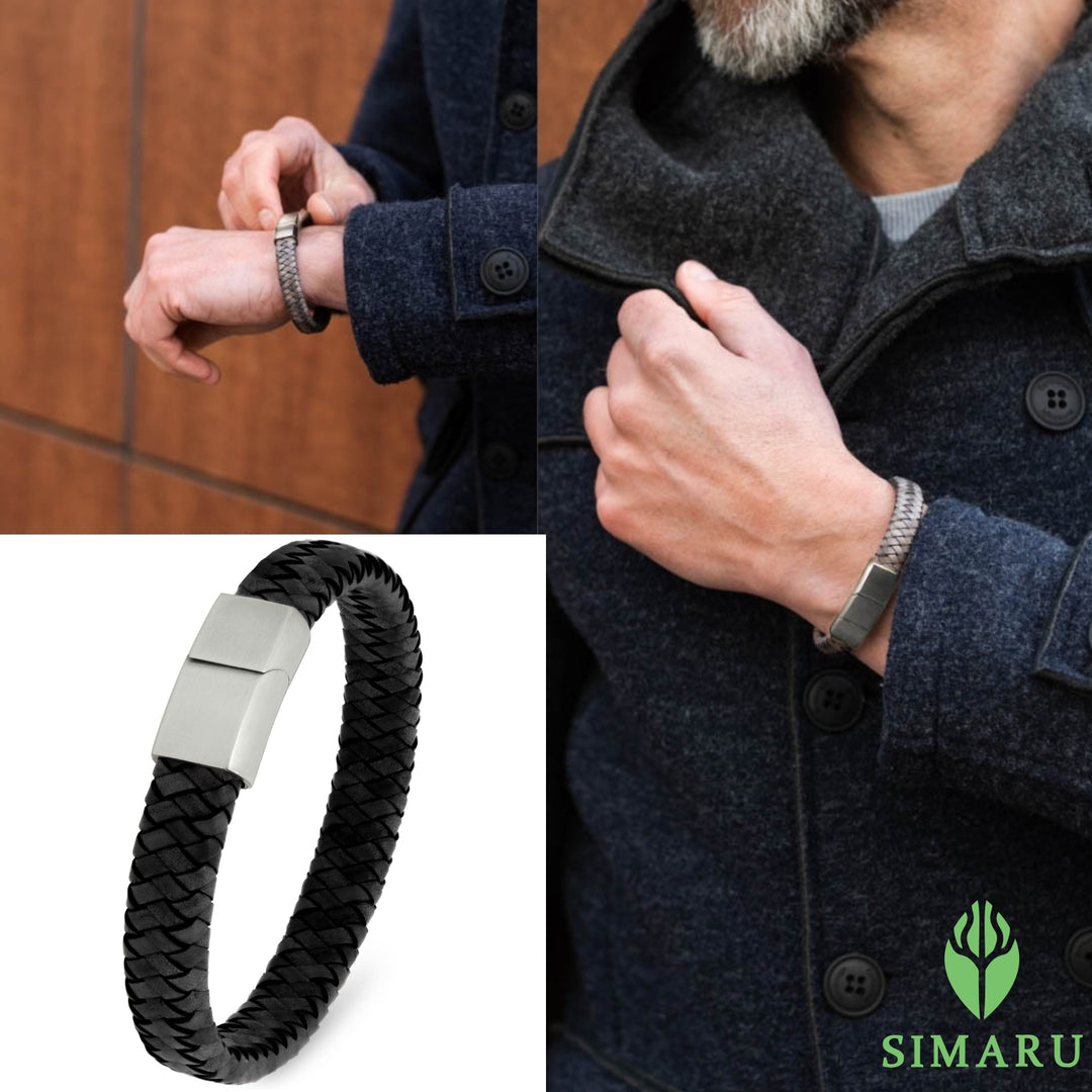 Lederarmband ovalbraided FYLKE (Schwarz)