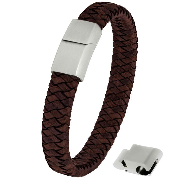 Lederarmband ovalbraided SILSAND (Braun)