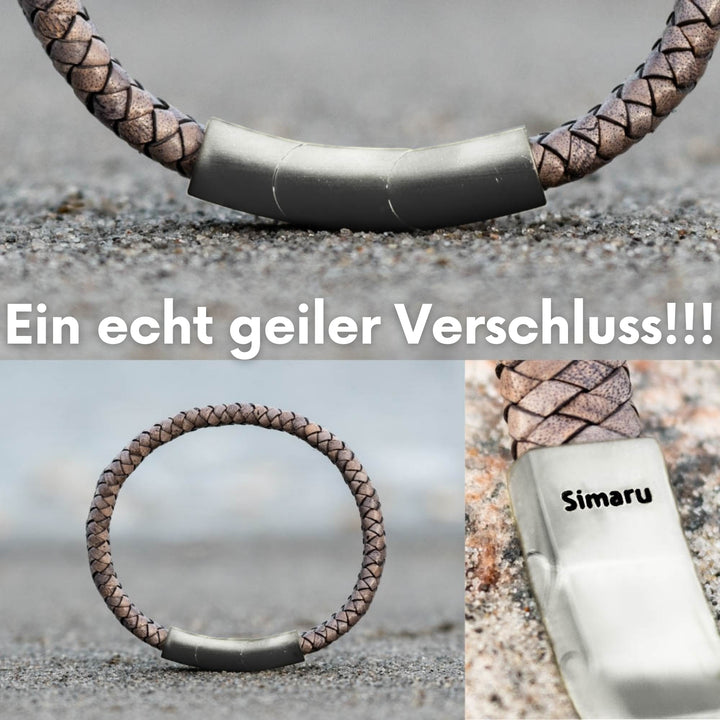 Lederarmband ovalbraided SILSAND (Braun)