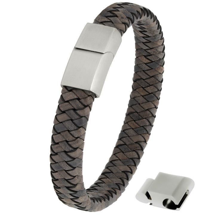 Lederarmband ovalbraided NYBORG (Grau)