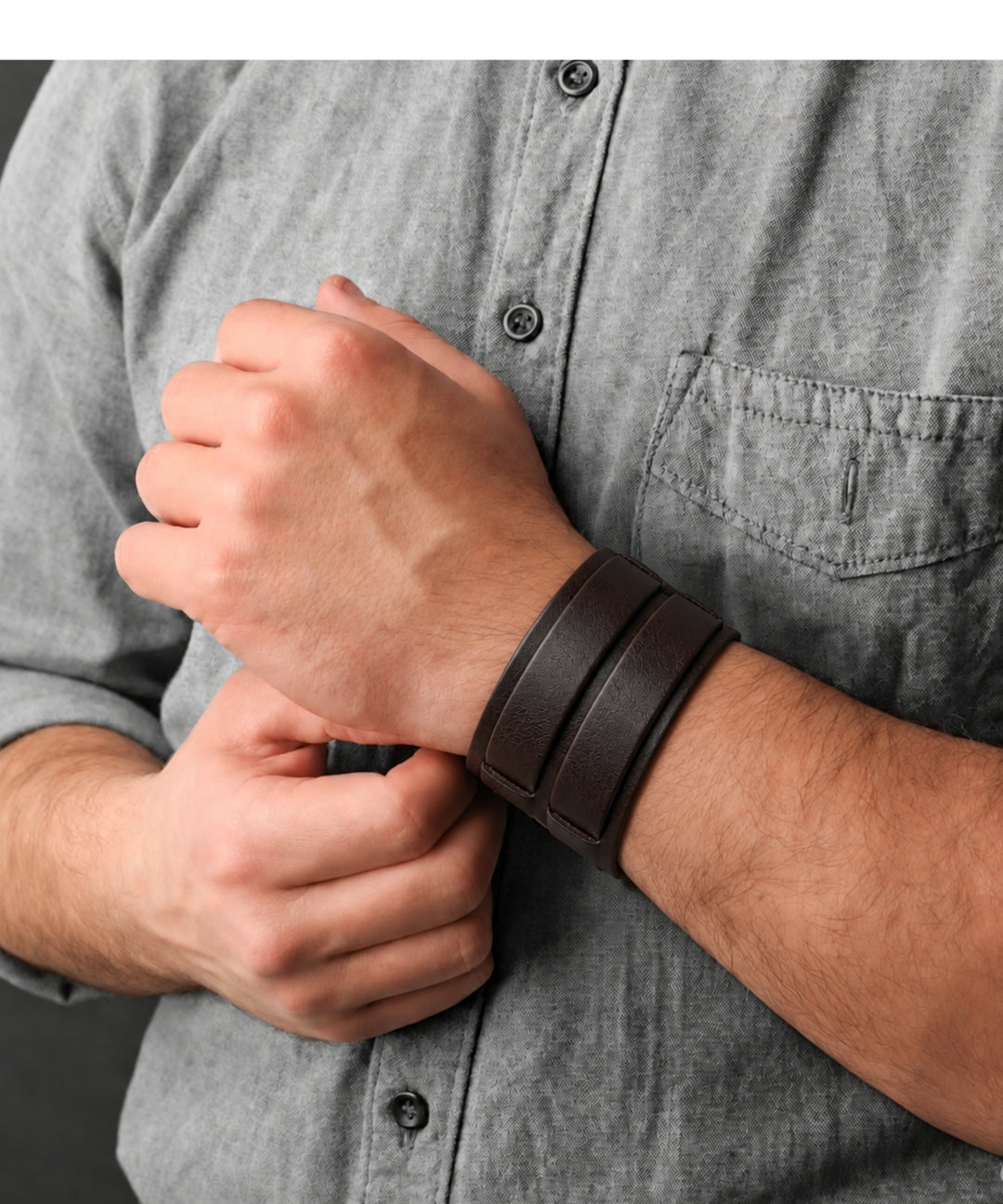 Breites Schnallenarmband aus Echtleder – handgefertigt in München