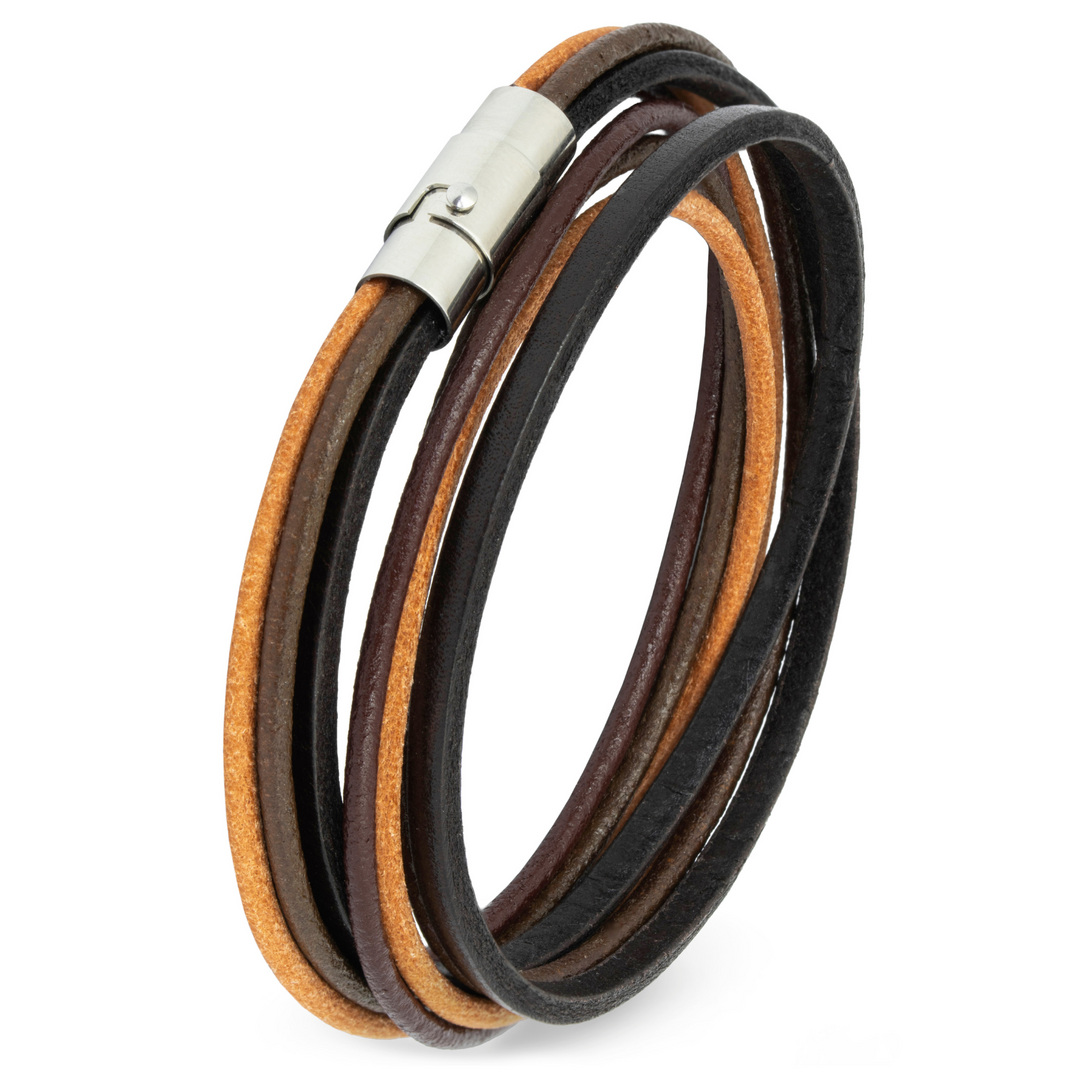 Leather bracelet / wrap bracelet "Nature" with magnetic clasp