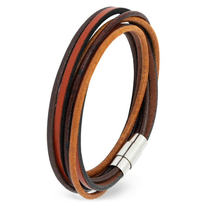 Leather bracelet / wrap bracelet with magnetic clasp (red brown / brown)